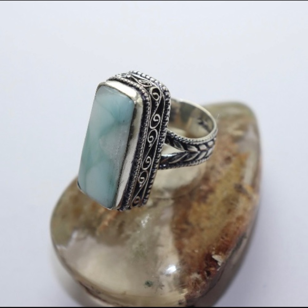 Larimar gemstone ring